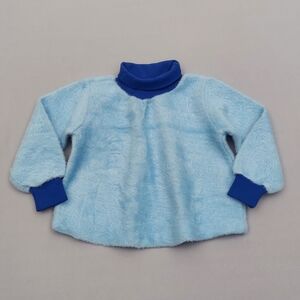Vintage Fawn Togs Size 12-18M Baby Blue Fuzzy Turtleneck Sweater Retro Pullover